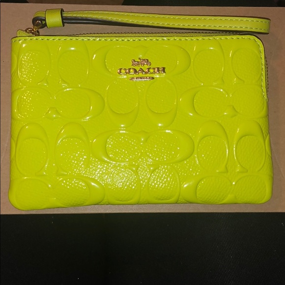 neon green coach purse